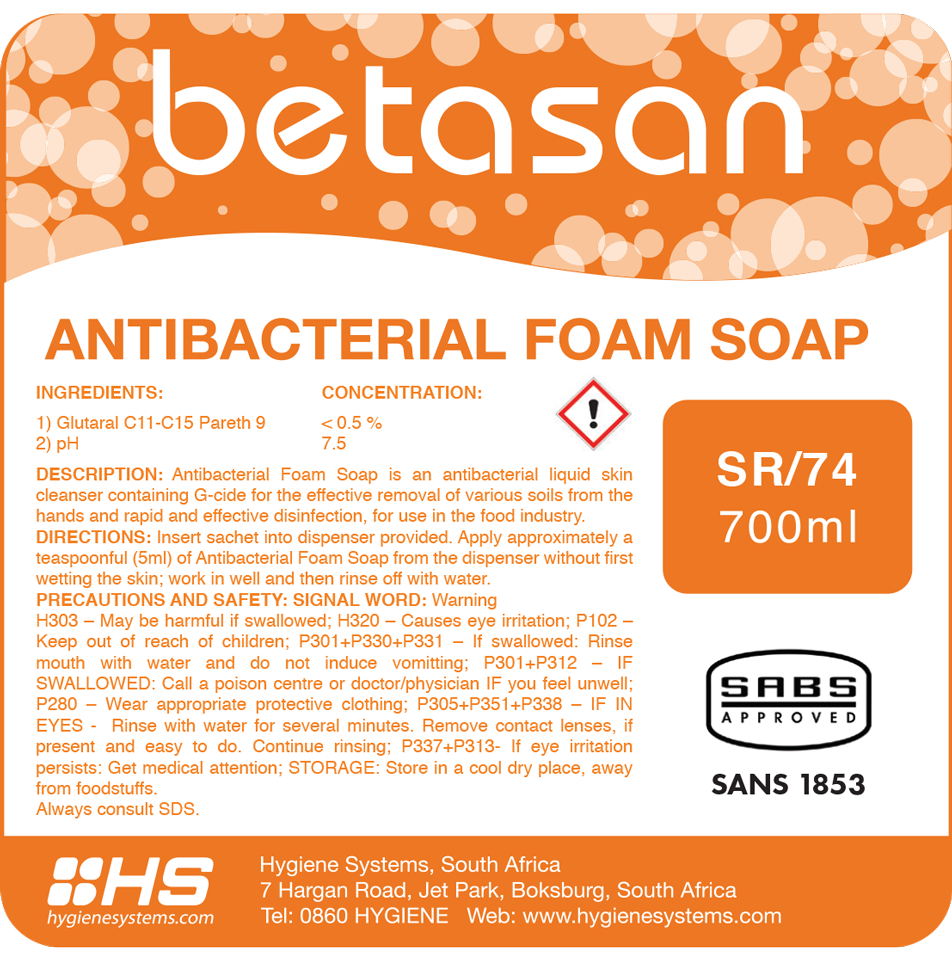 antibacterial foam soap sr 74