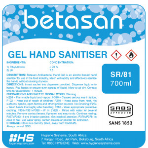 Betasan gel hand sanitiser